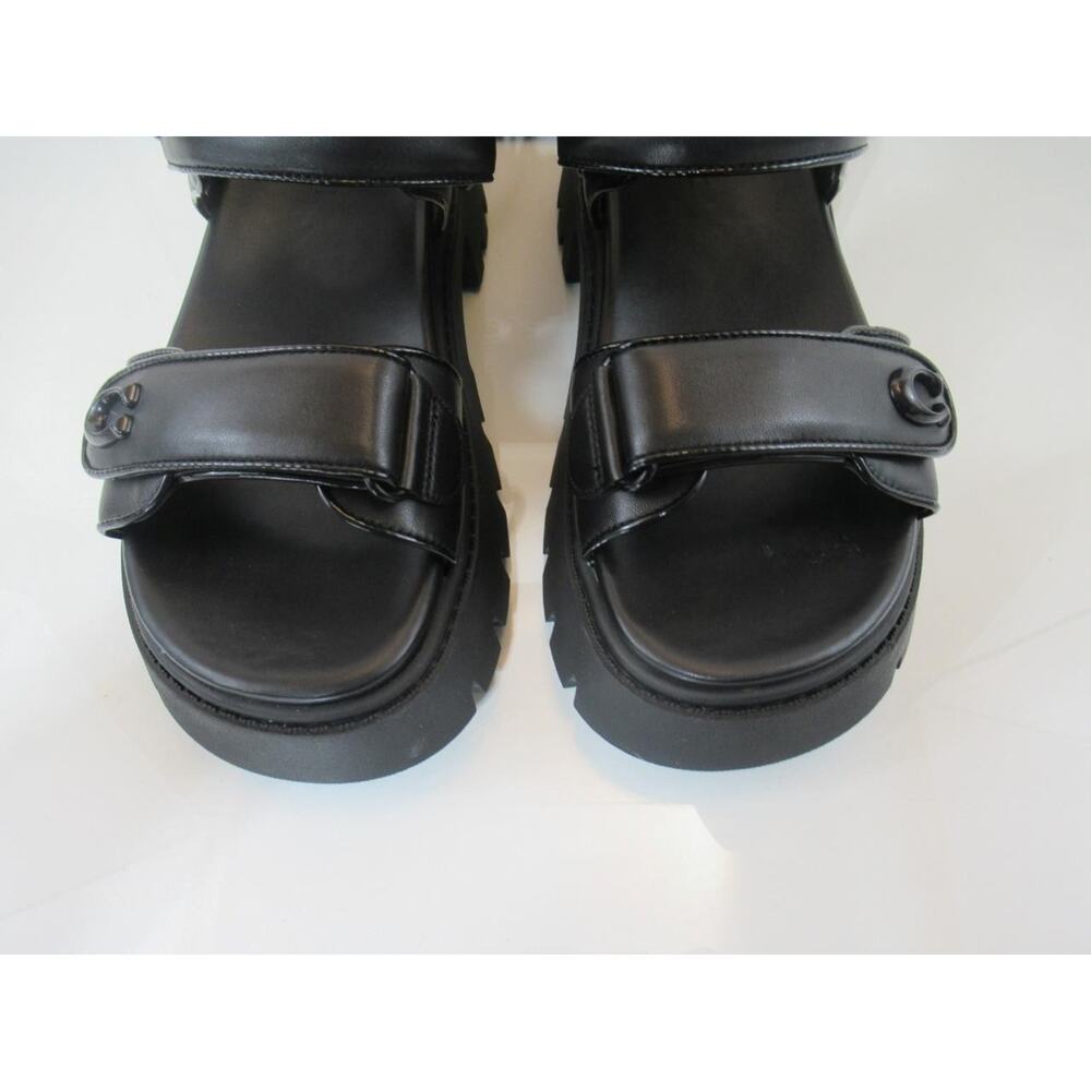 Coach Size 7.5 Brynn Platform Double Strap Sandal Chunky Lug Platform Black - Picture 9 of 11